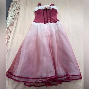 Pink and White Dress with Floral Detail